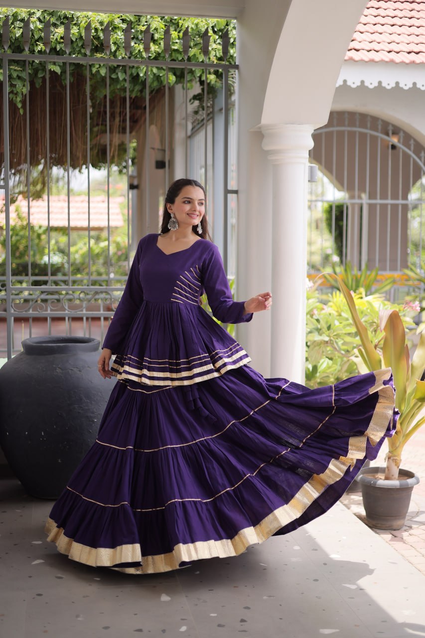 Purple Traditional Cora Cotton Lehenga Set