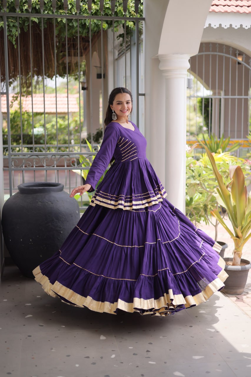 Purple Traditional Cora Cotton Lehenga Set