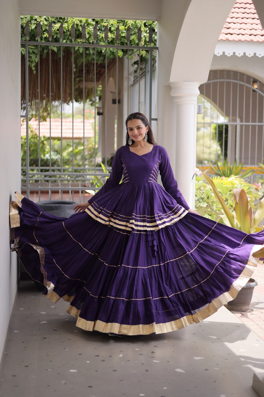 Purple Traditional Cora Cotton Lehenga Set
