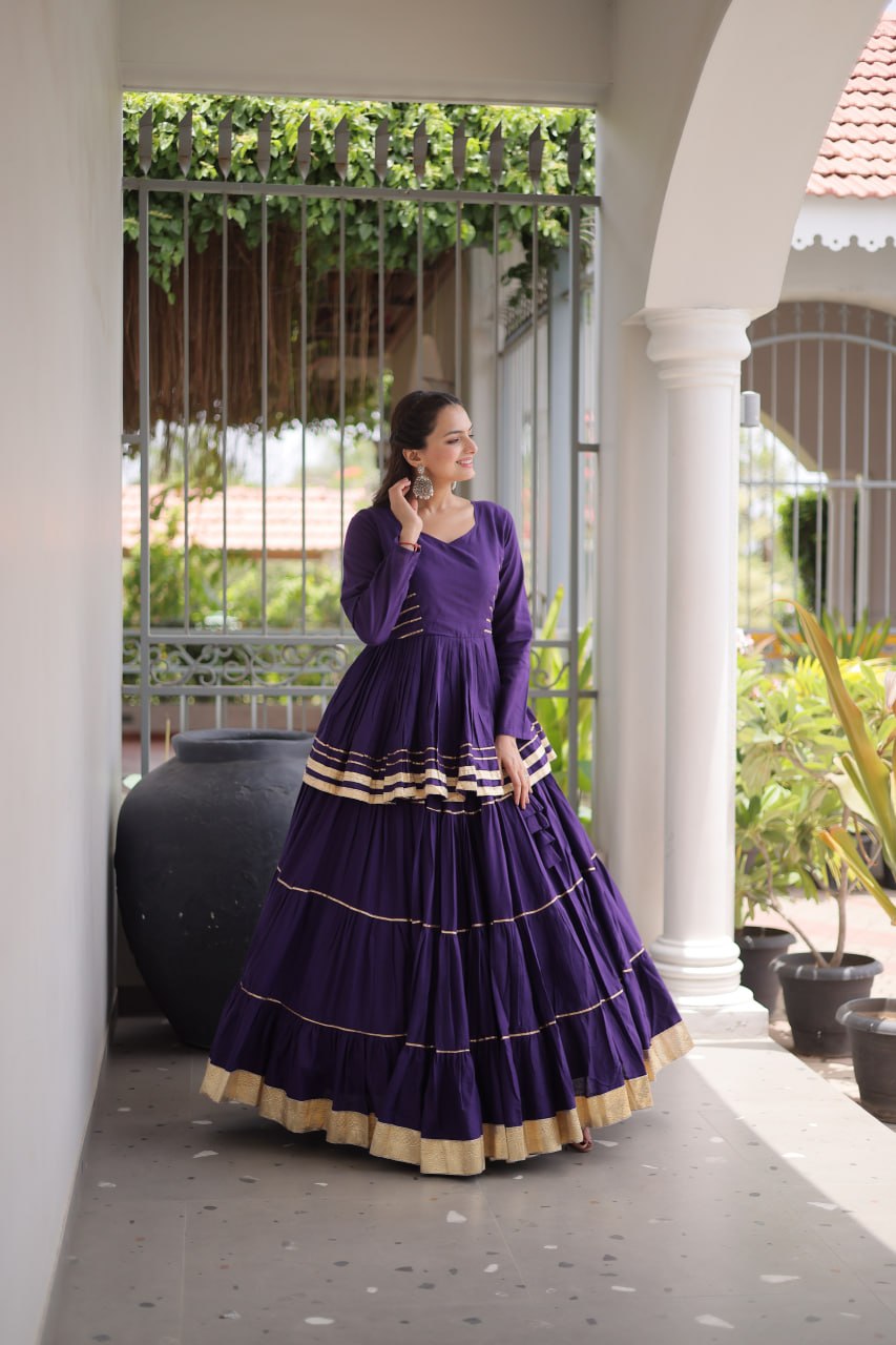 Purple Traditional Cora Cotton Lehenga Set