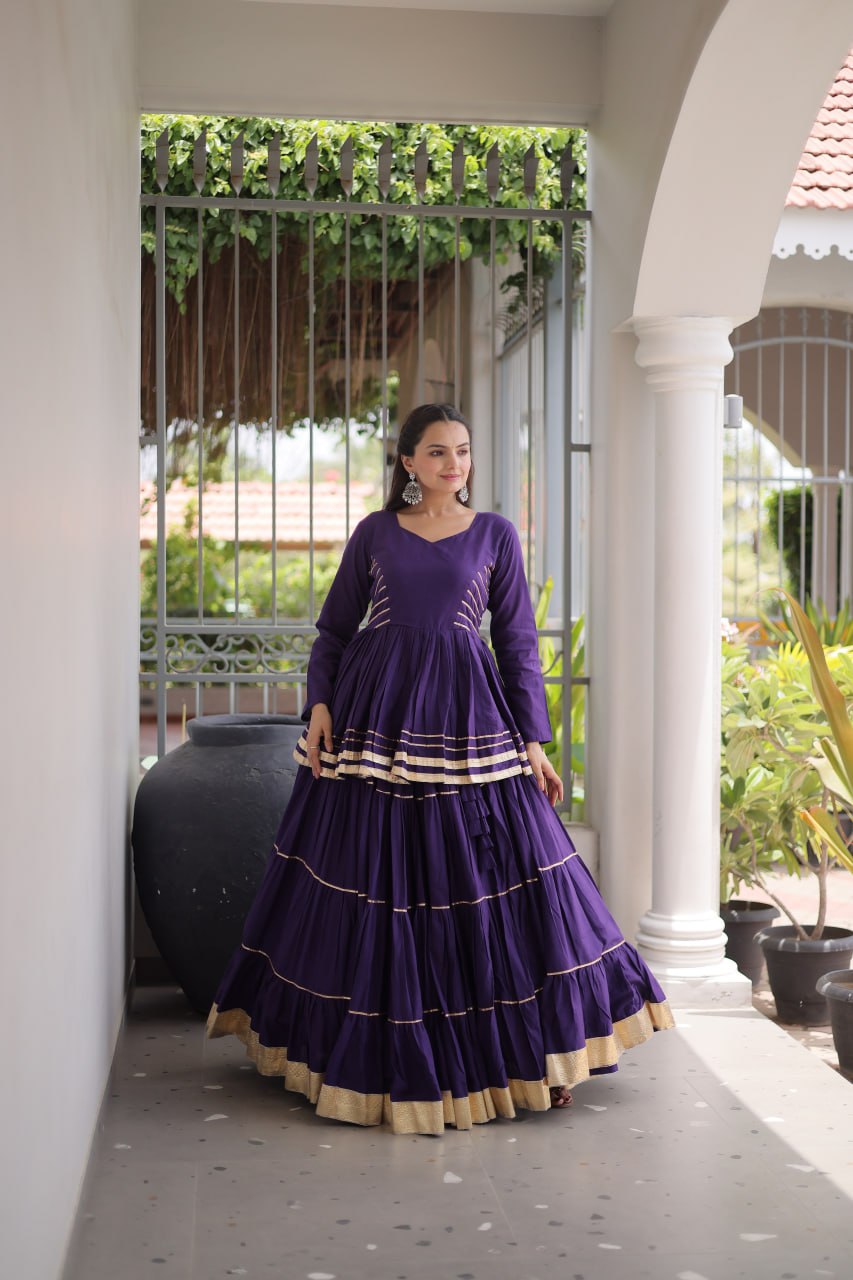 Purple Traditional Cora Cotton Lehenga Set