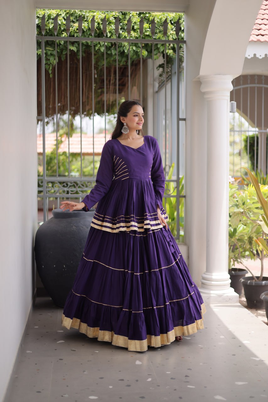 Purple Traditional Cora Cotton Lehenga Set