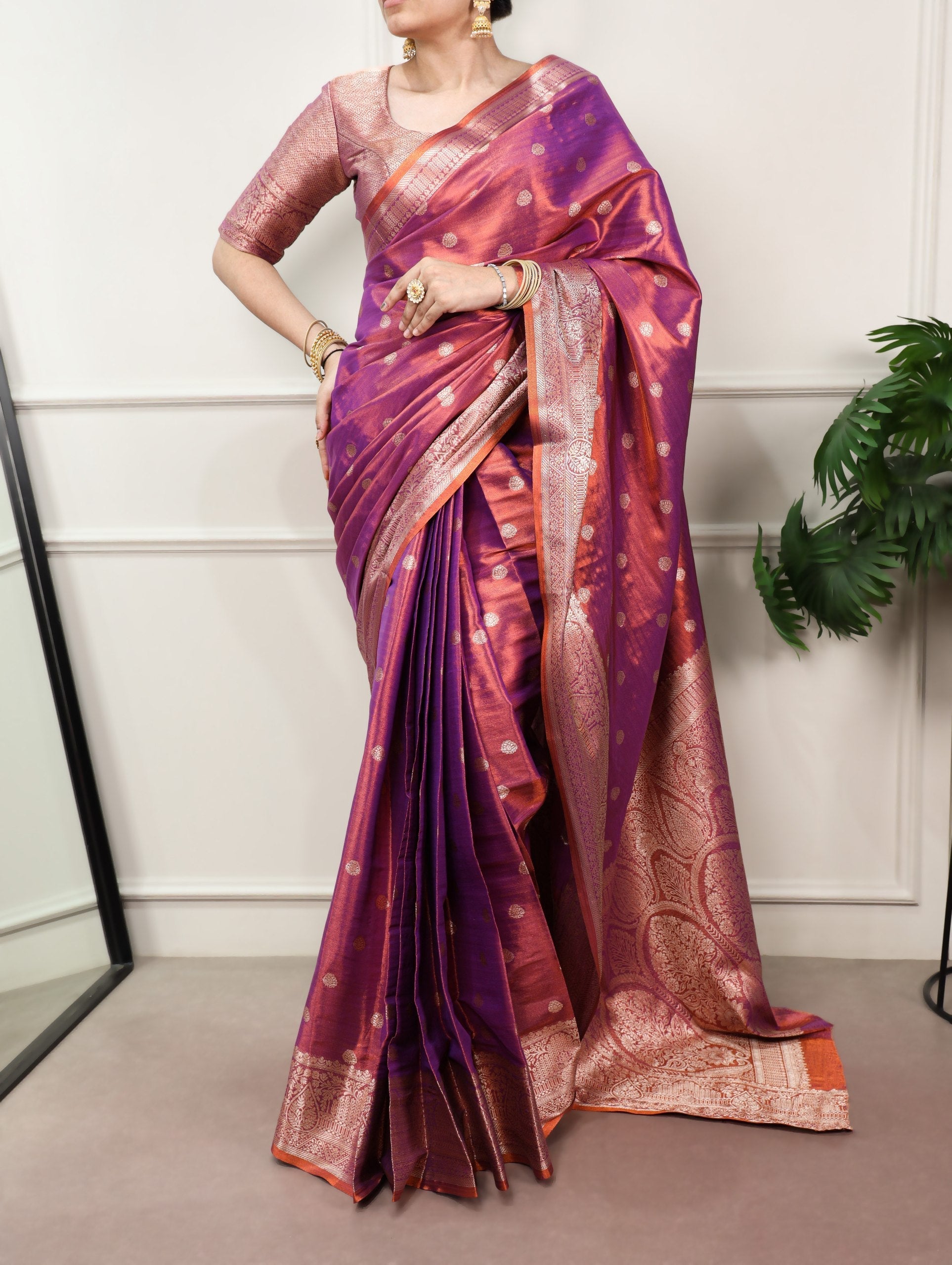 Purple Traditional Kasavu Saree
