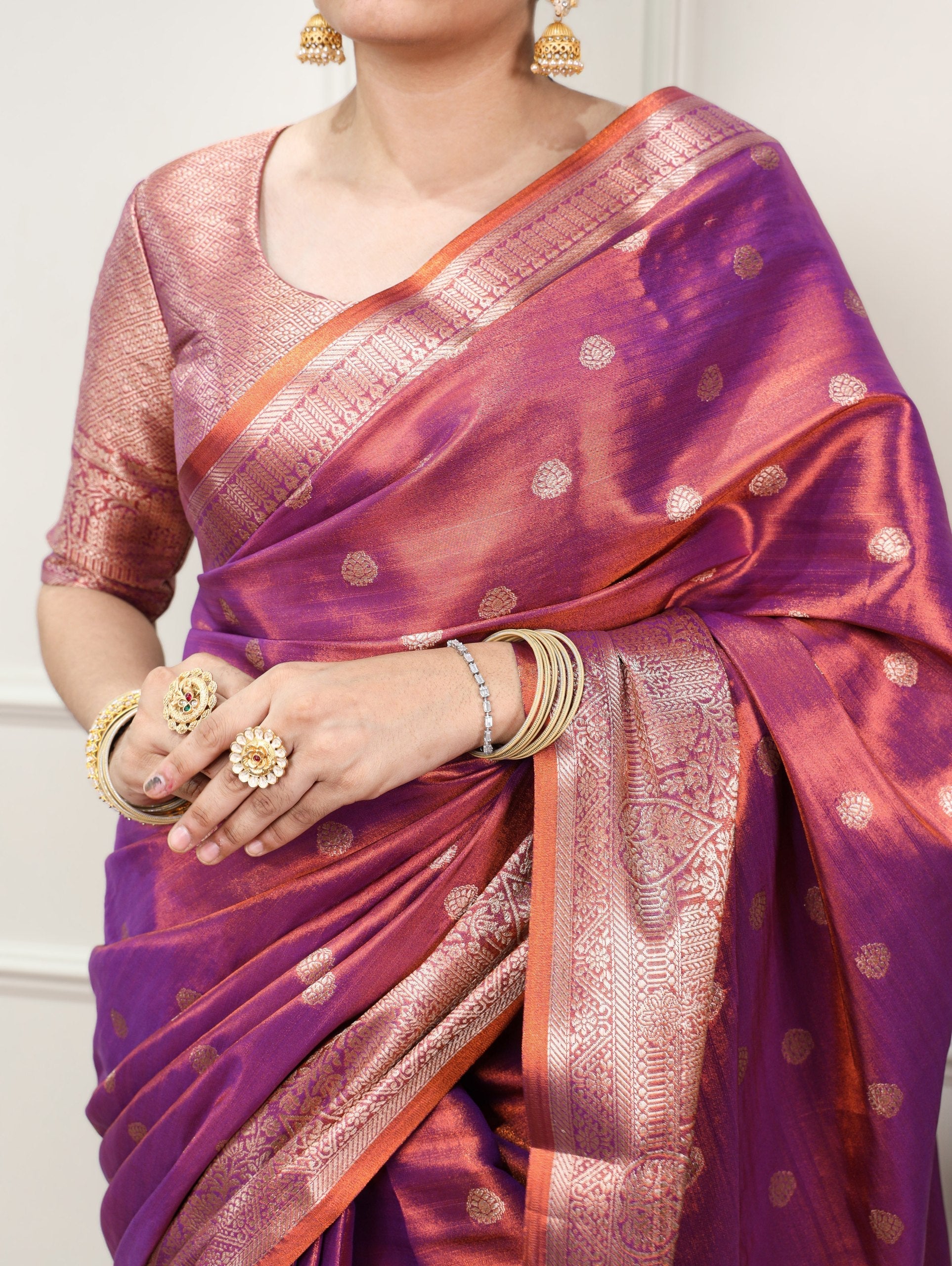 Purple Traditional Kasavu Saree