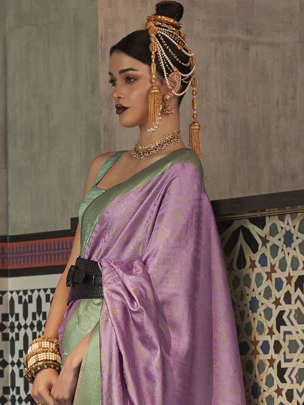 Purple Traditional Woven Kanjivaram Silk Blend Saree – Elegant & Versatile for All Occasions
