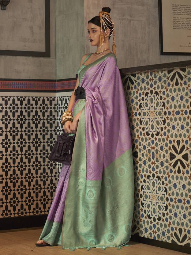 Purple Traditional Woven Kanjivaram Silk Blend Saree – Elegant & Versatile for All Occasions