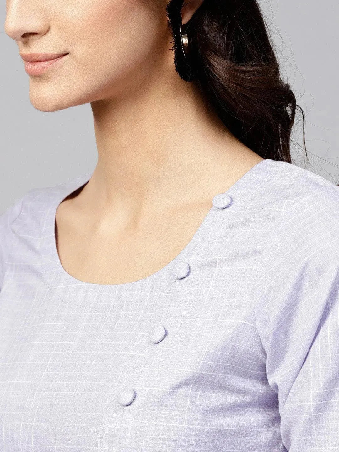 Anouk Purple Woven Design Cotton Kurta