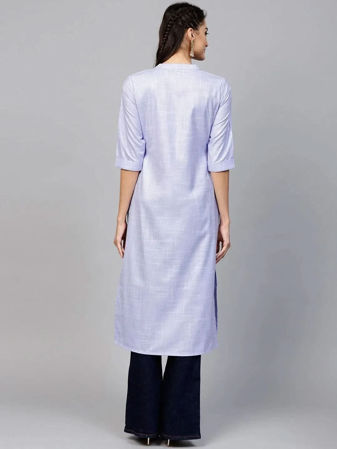 Anouk Purple Woven Design Cotton Kurta