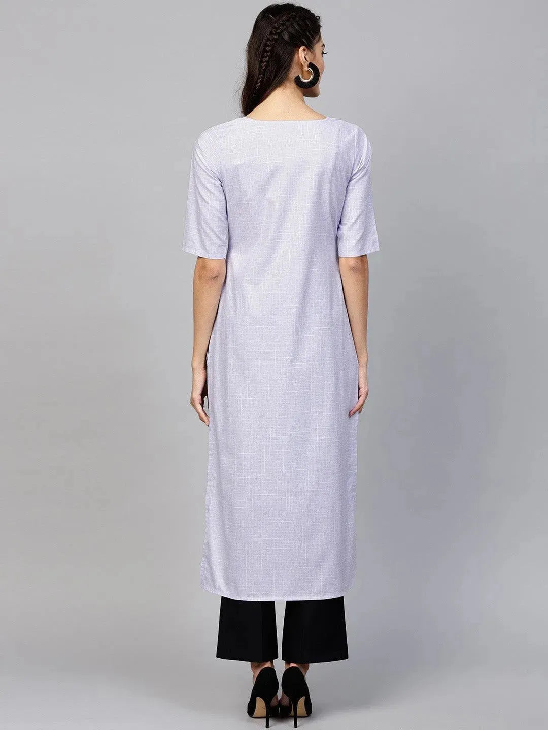Anouk Purple Woven Design Cotton Kurta