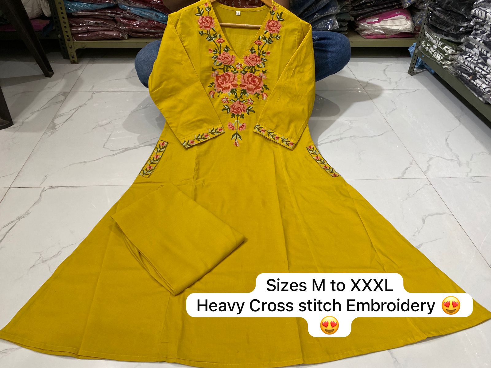 Rakhi Special Cotton Co-ord Set with Cross Stitch Embroidery & Pockets