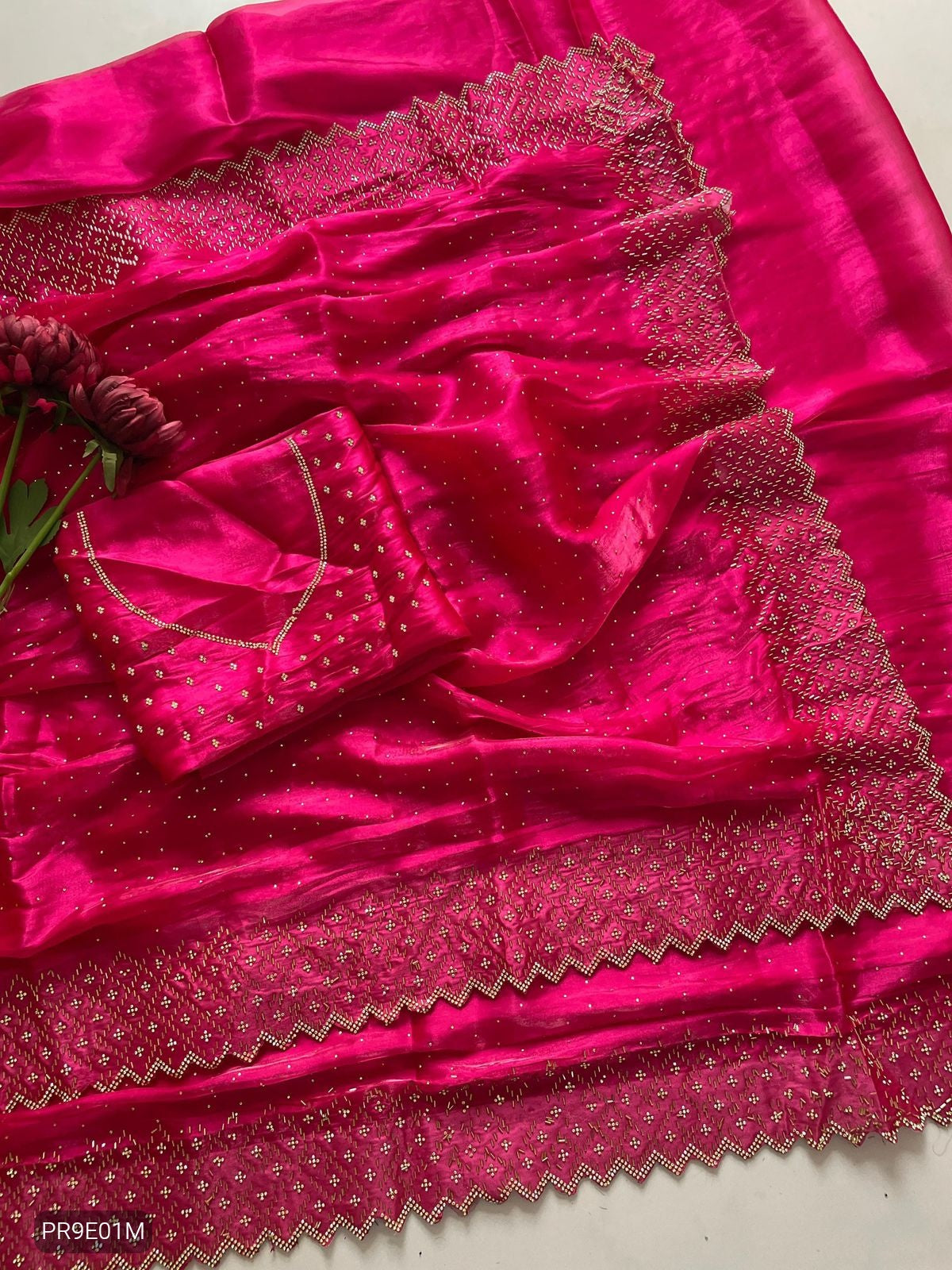 Rani Jimmy Choo Saree with Zarkhan & Diamond Work Blouse