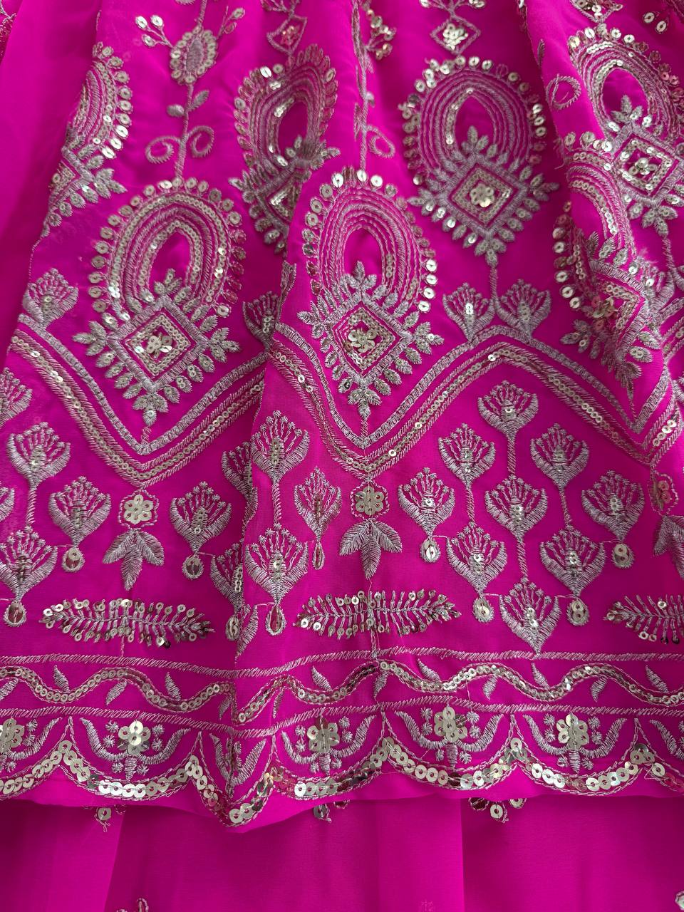 Rani Pink Elegant Faux Georgette Thread & Sequin Work Lehenga Set with Dupatta – Fully Stitched