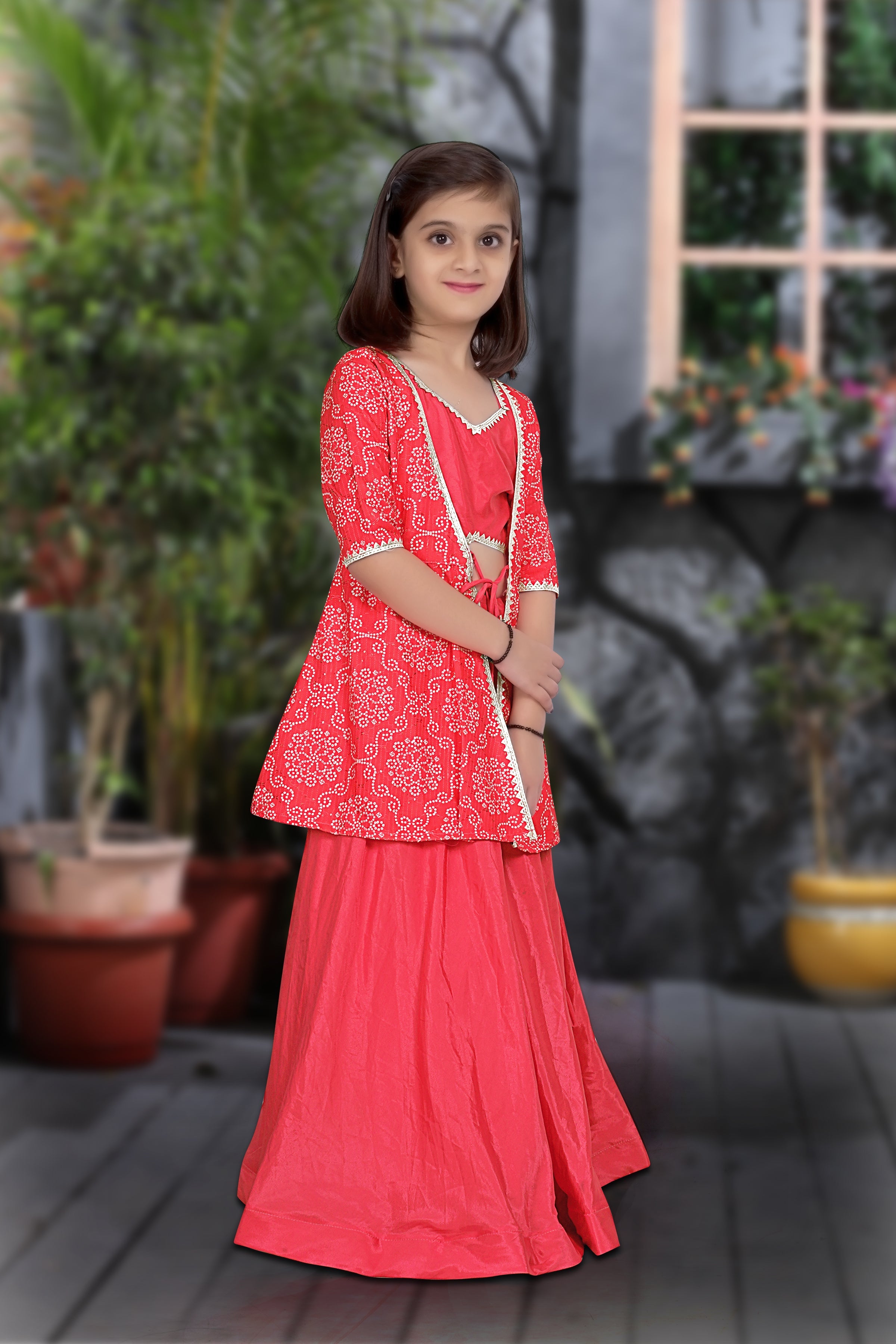 Rani Pink Patola Lehenga Choli Set with Sequin Work