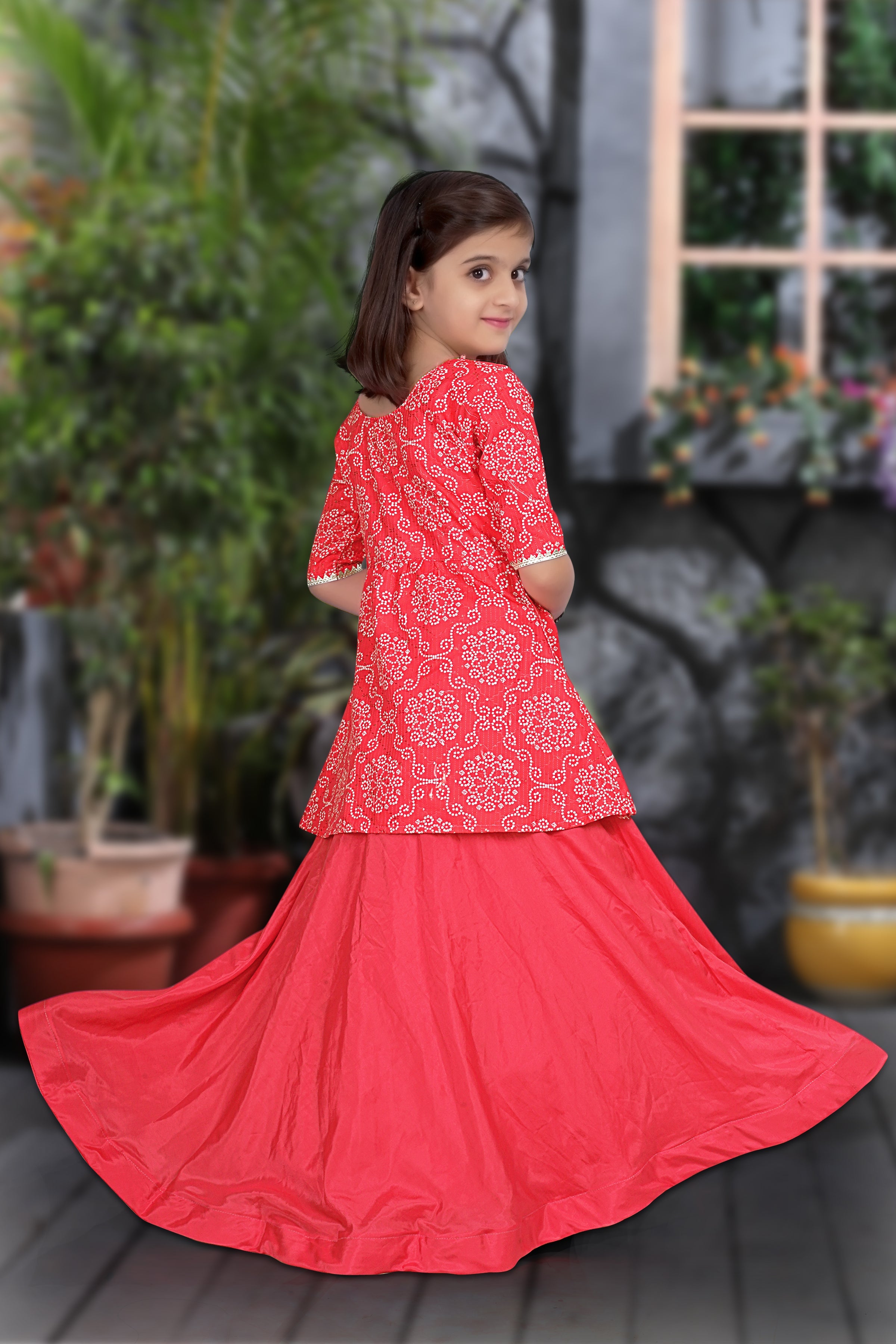 Rani Pink Patola Lehenga Choli Set with Sequin Work