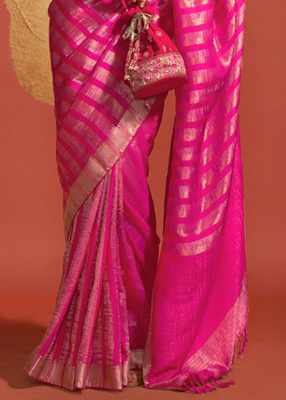 Rani Pink Regal Banarasi Blended Silk Saree with Timeless Intricate Design