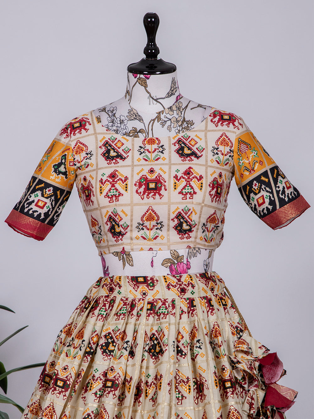 Red Color Foil And Printed Pure Cotton Lehenga Choli