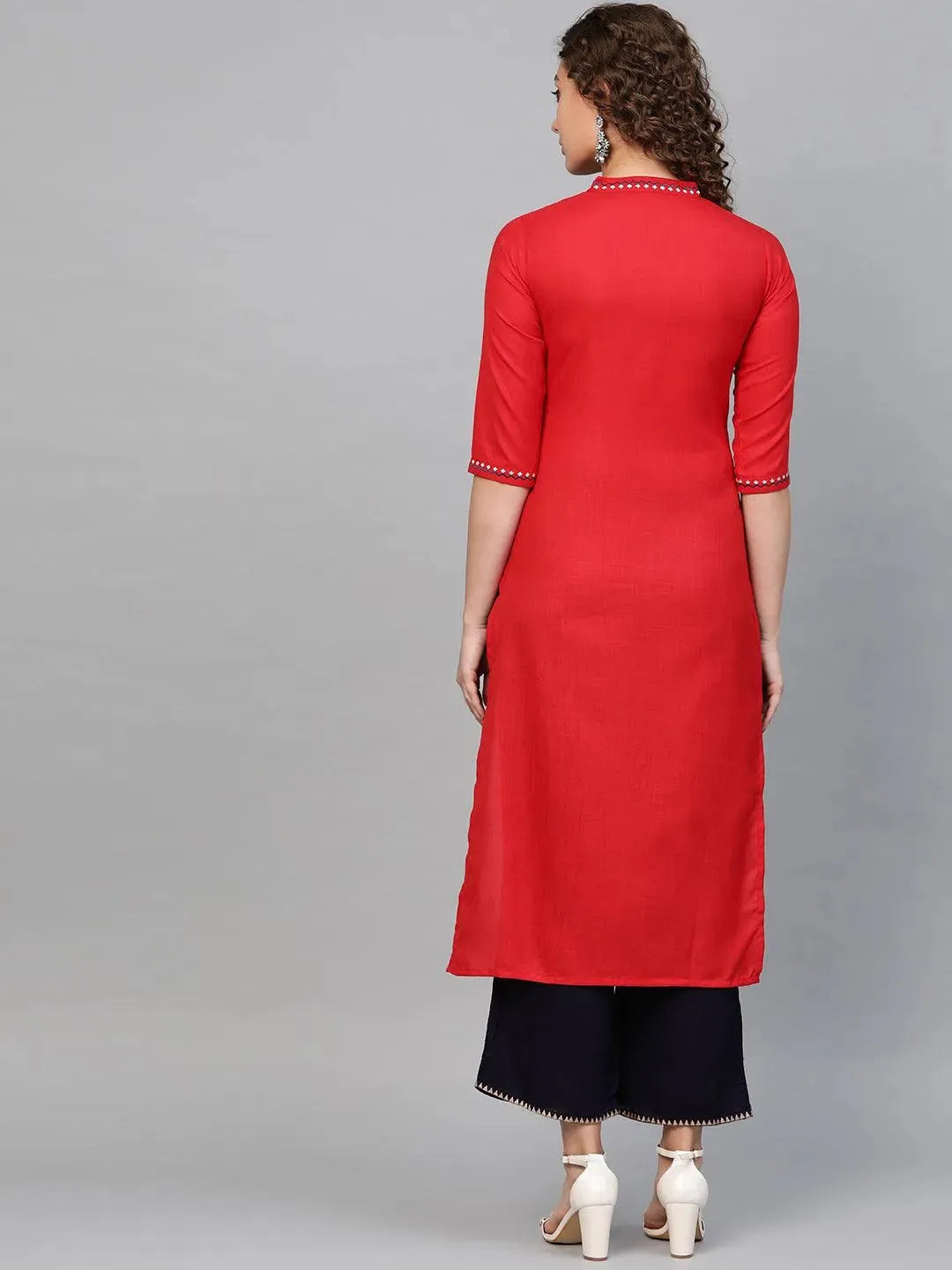Anouk Red Printed Cotton Kurta