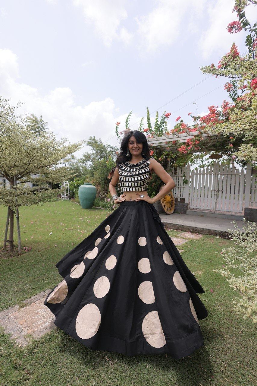 Roman Silk Gota Pattern Lehenga Set