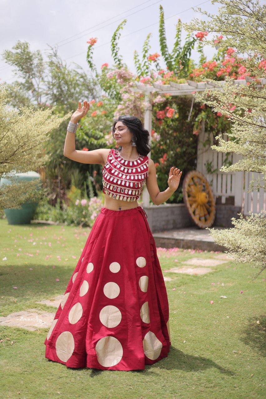 Roman Silk Gota Pattern Lehenga Set
