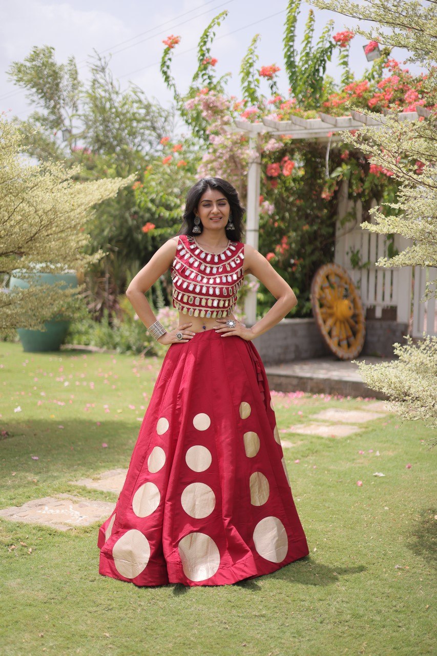 Roman Silk Gota Pattern Lehenga Set