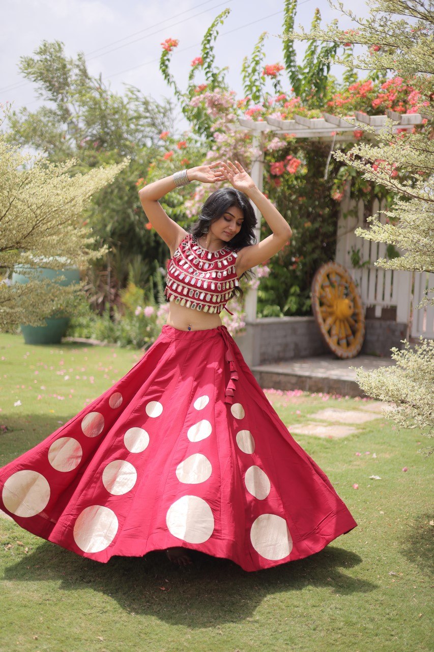 Roman Silk Gota Pattern Lehenga Set