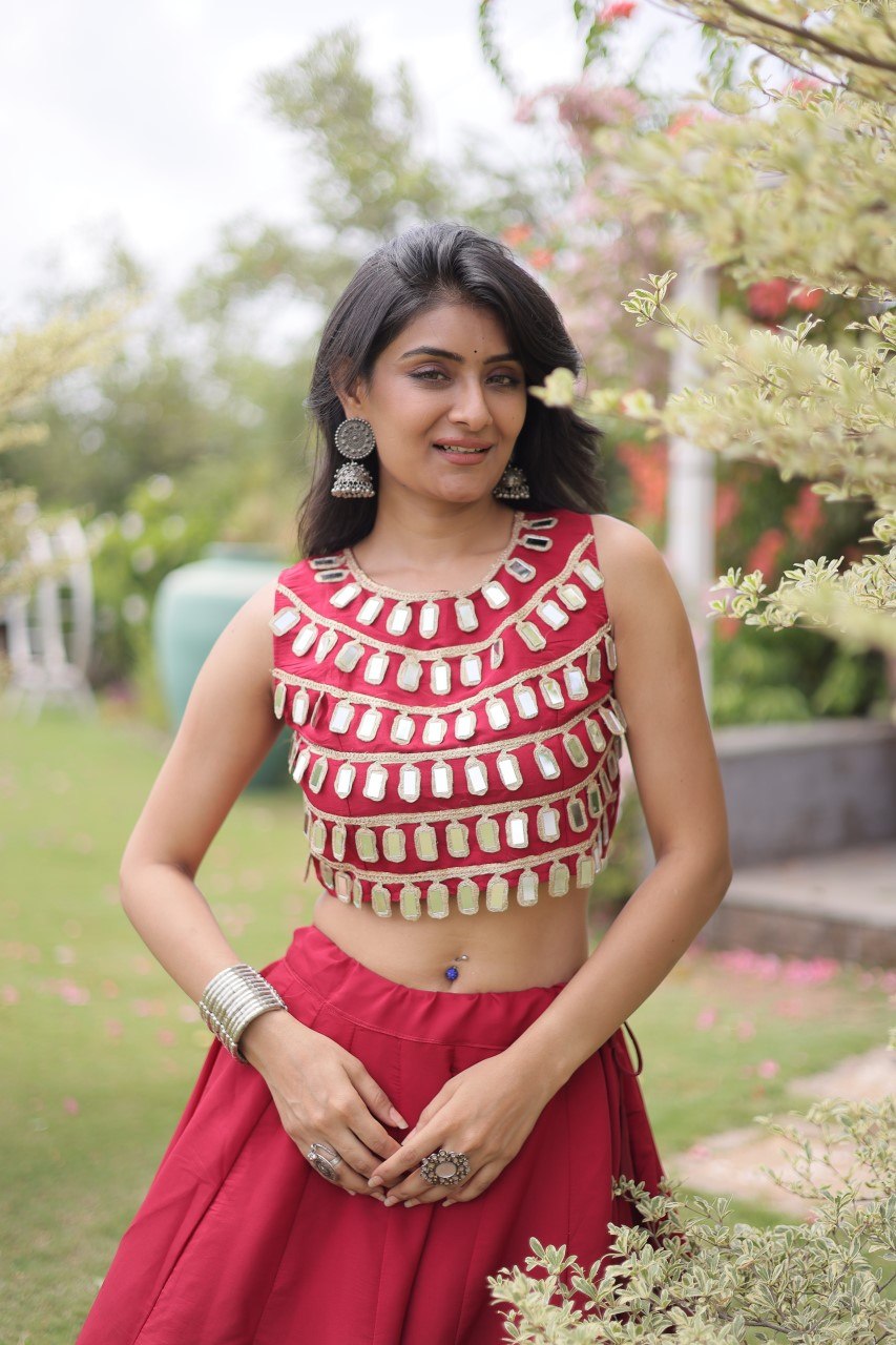 Roman Silk Gota Pattern Lehenga Set