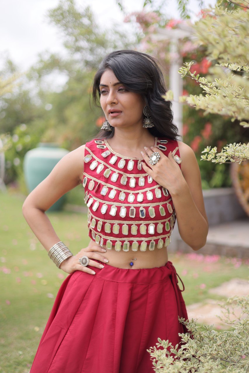 Roman Silk Gota Pattern Lehenga Set