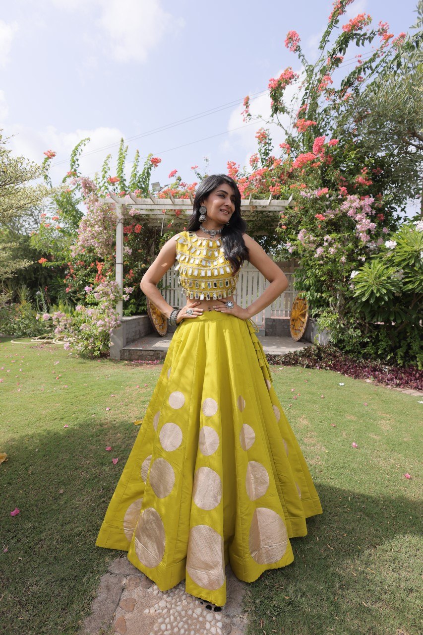Roman Silk Gota Pattern Lehenga Set