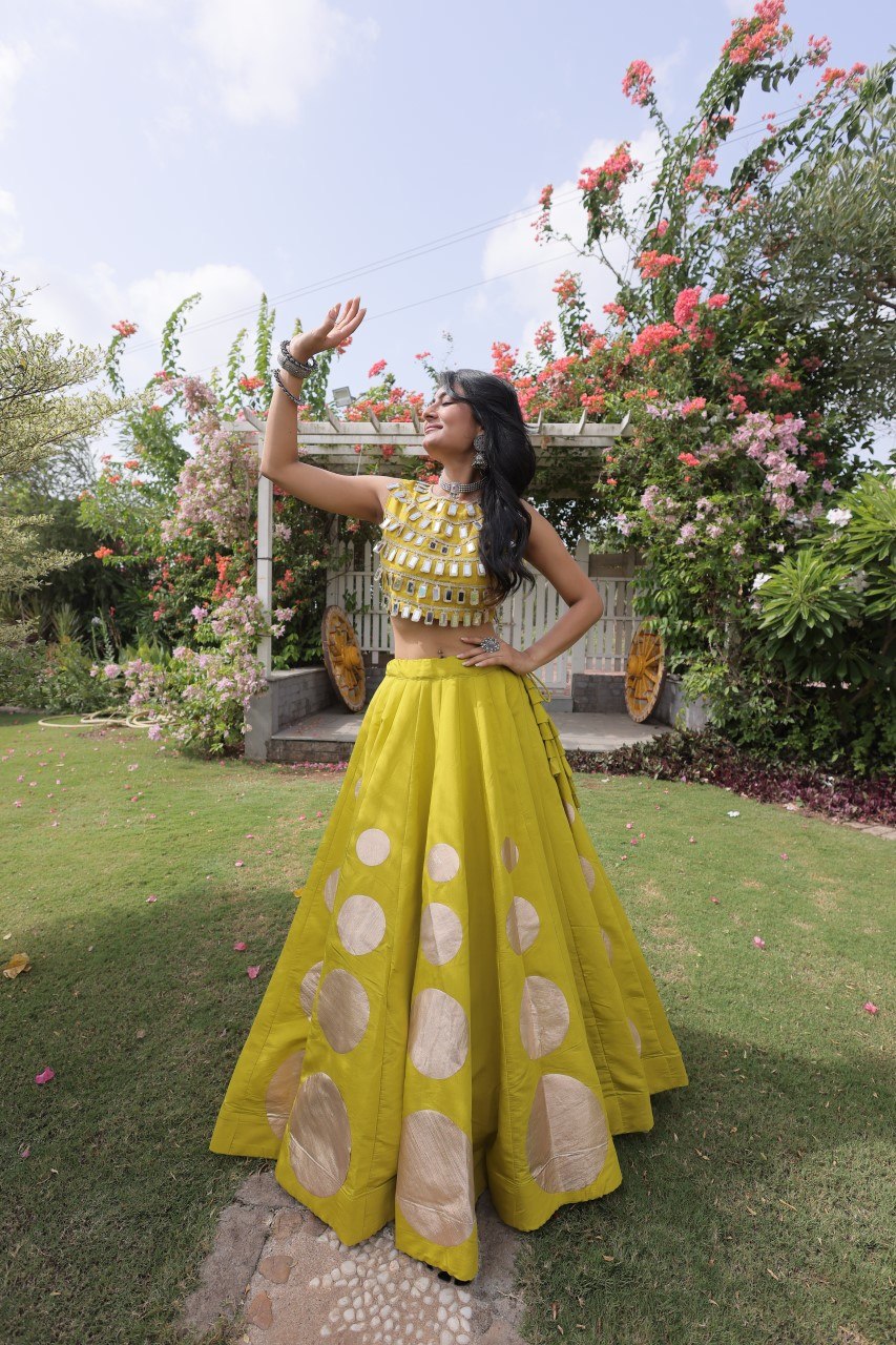 Roman Silk Gota Pattern Lehenga Set