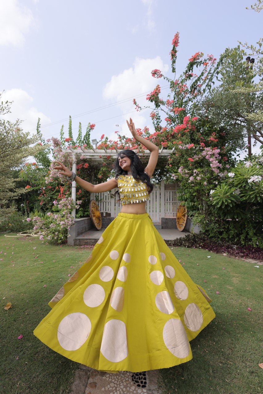Roman Silk Gota Pattern Lehenga Set