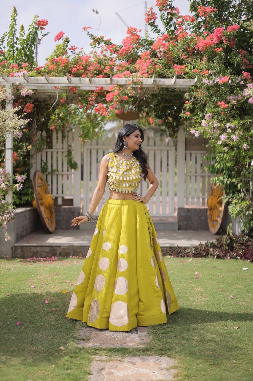 Roman Silk Gota Pattern Lehenga Set