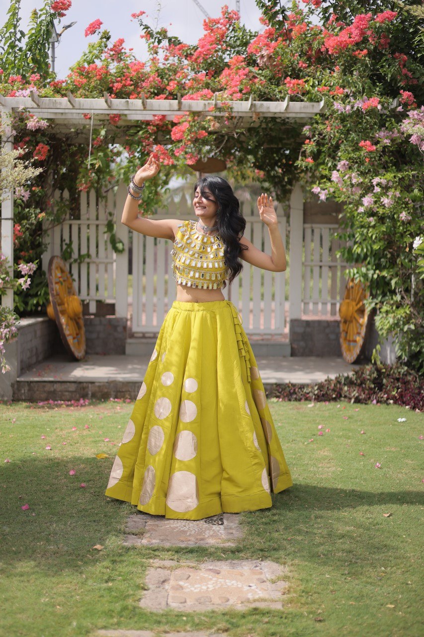 Roman Silk Gota Pattern Lehenga Set