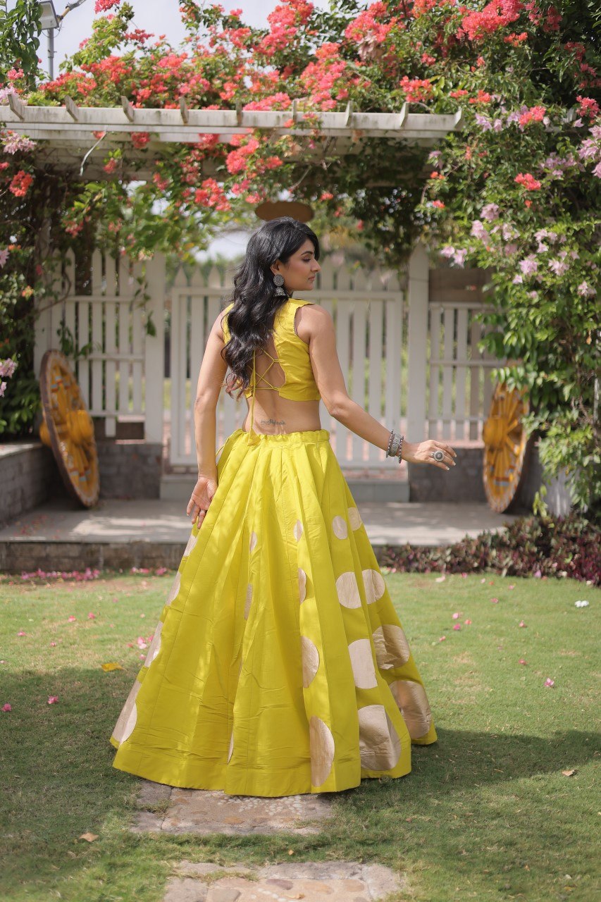 Roman Silk Gota Pattern Lehenga Set