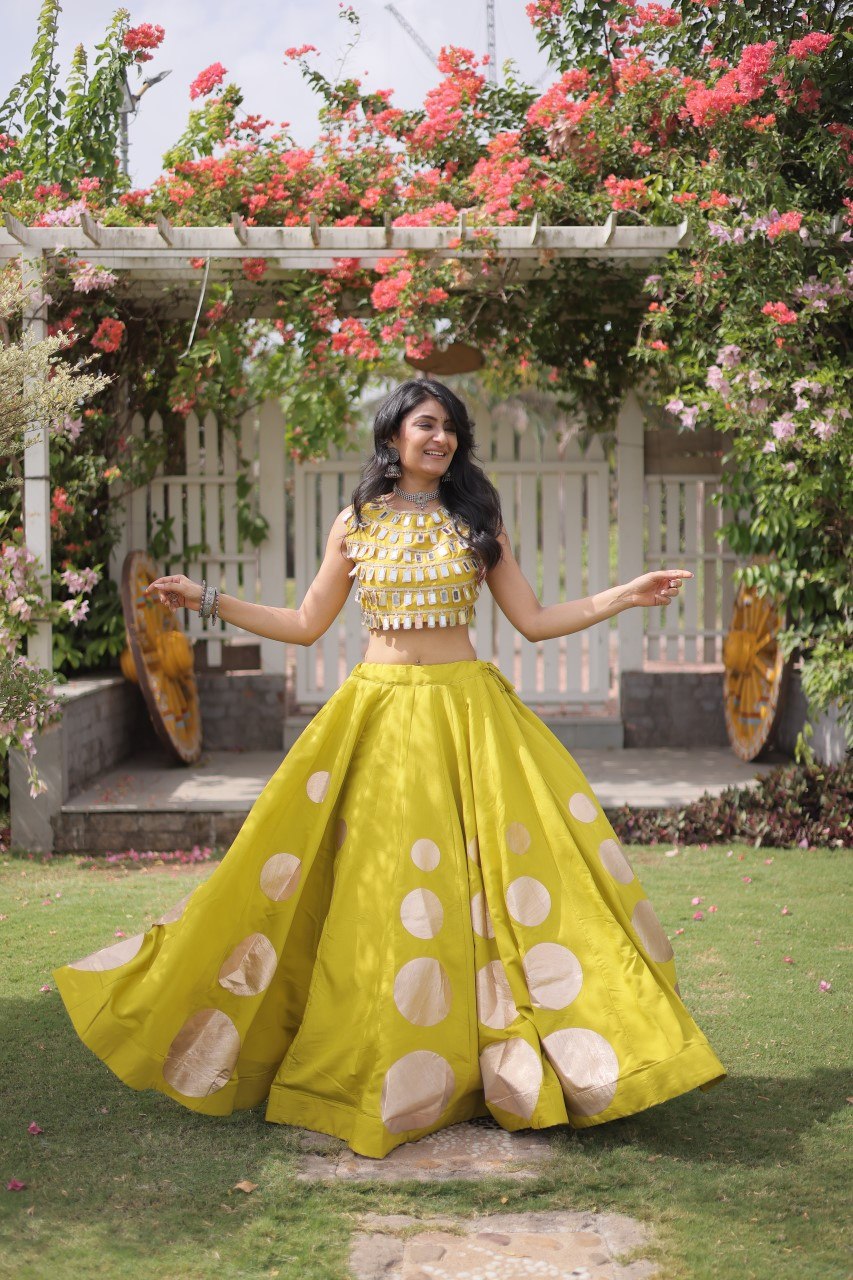 Roman Silk Gota Pattern Lehenga Set