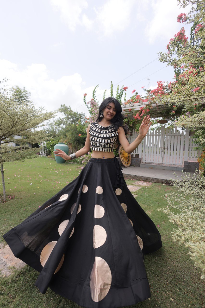 Roman Silk Gota Pattern Lehenga Set