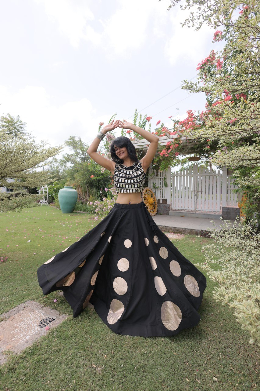 Roman Silk Gota Pattern Lehenga Set