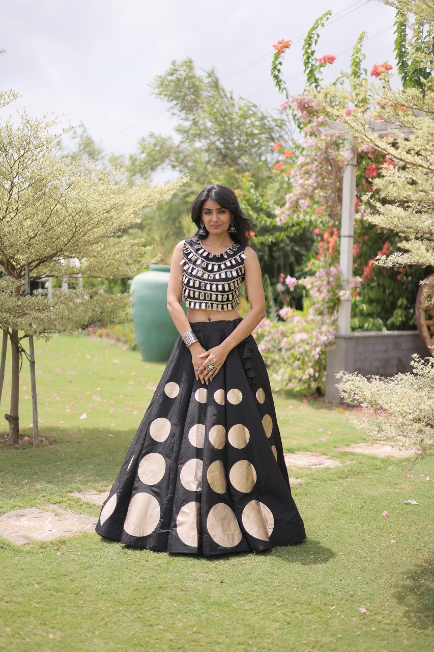 Roman Silk Gota Pattern Lehenga Set