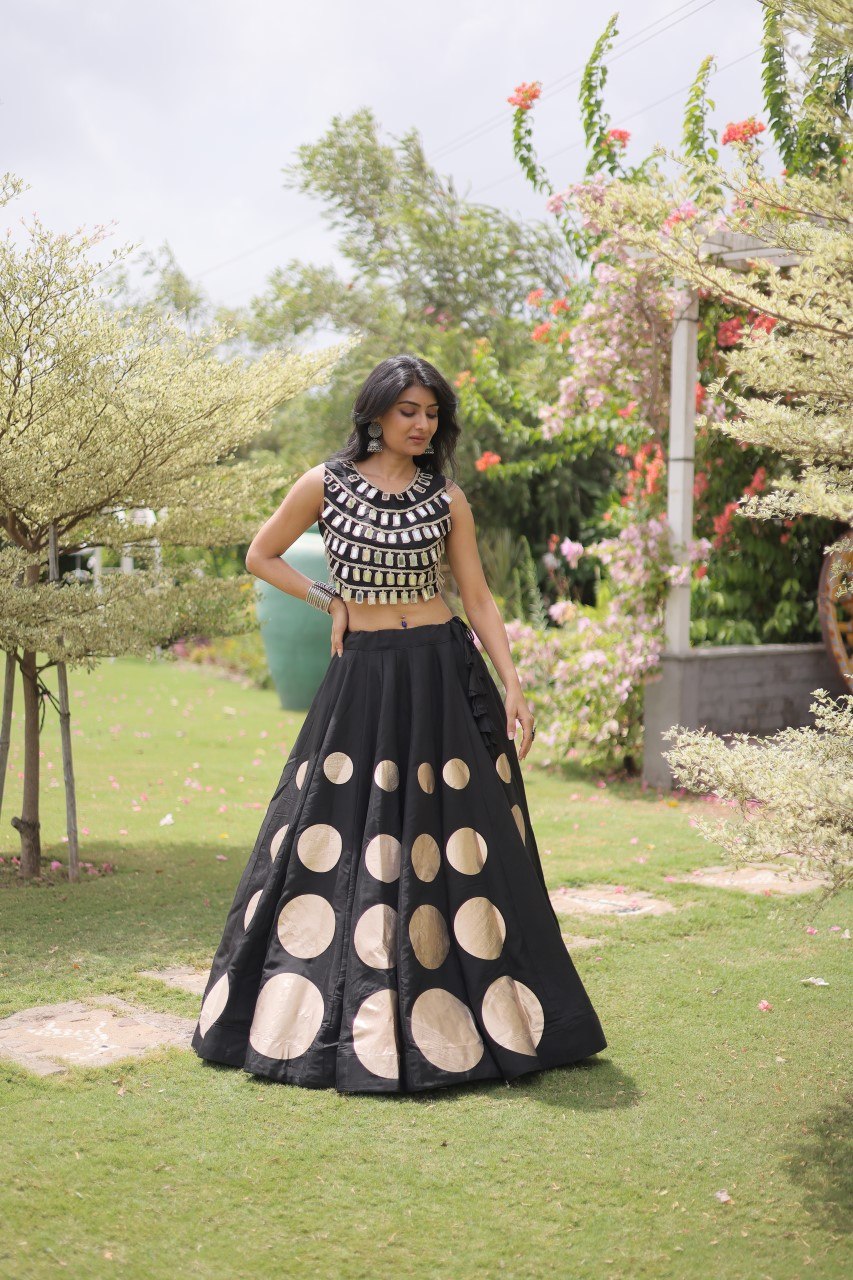 Roman Silk Gota Pattern Lehenga Set