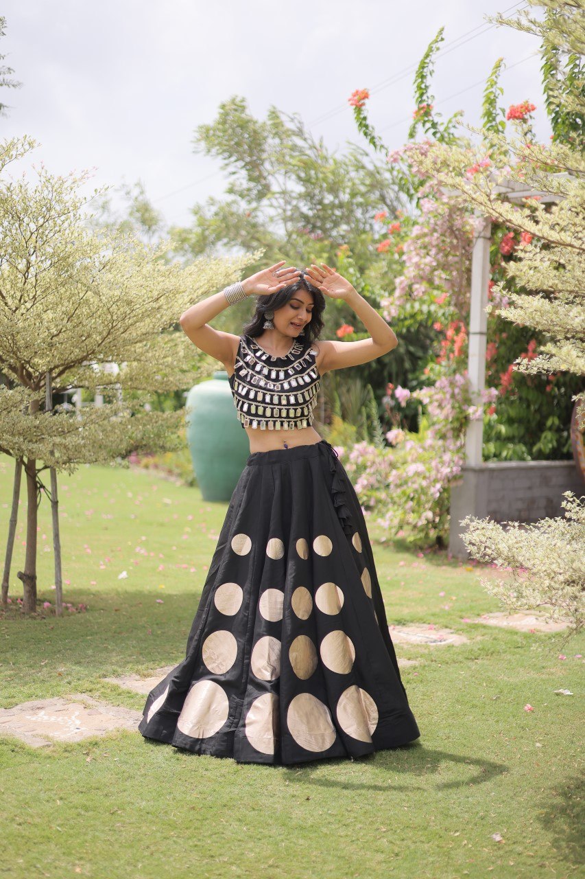 Roman Silk Gota Pattern Lehenga Set