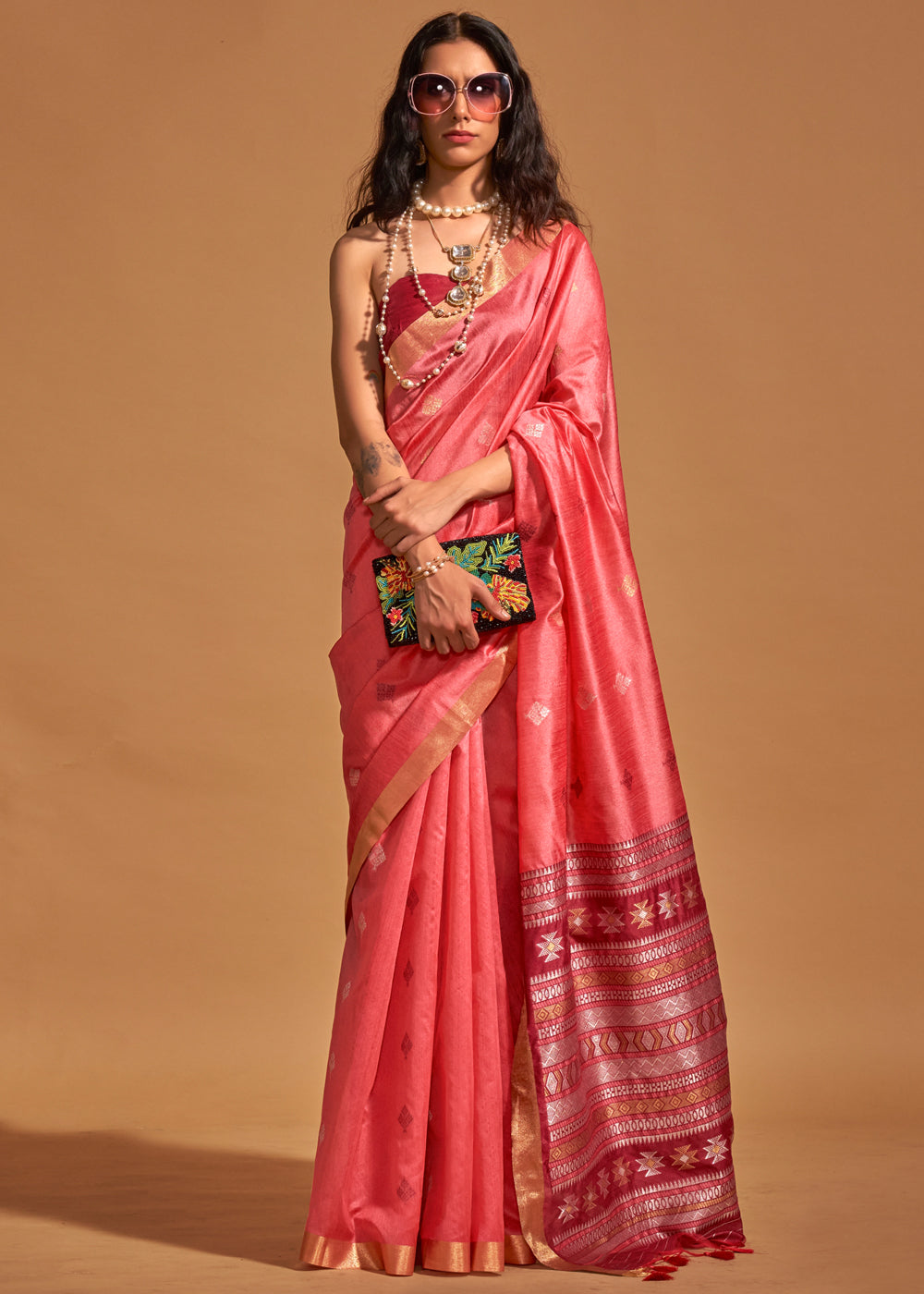 Rose Pink Elegant Banarasi Blended Silk Saree with Intricate Timeless Design – Ideal for Grand Occasions