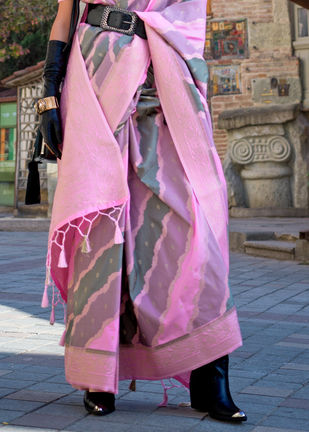 Rose Pink Radiant Elegance Blended Silk Designer Saree