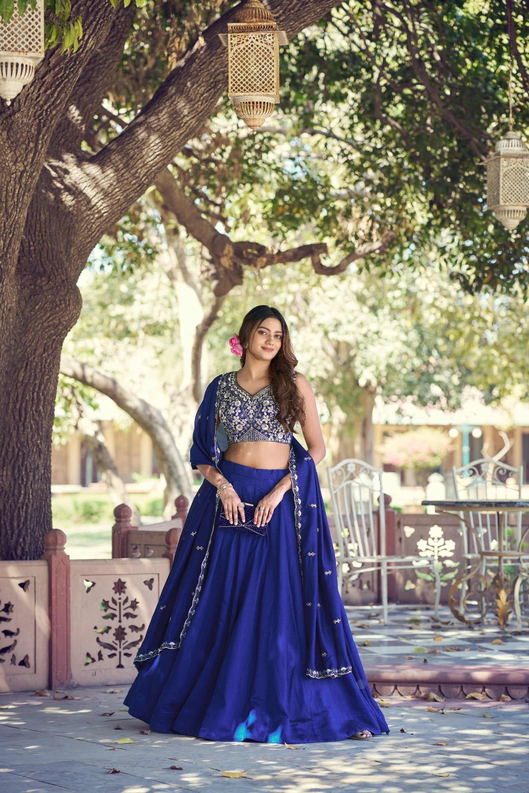 Royal blue Kashmiri Embroidered Lehenga