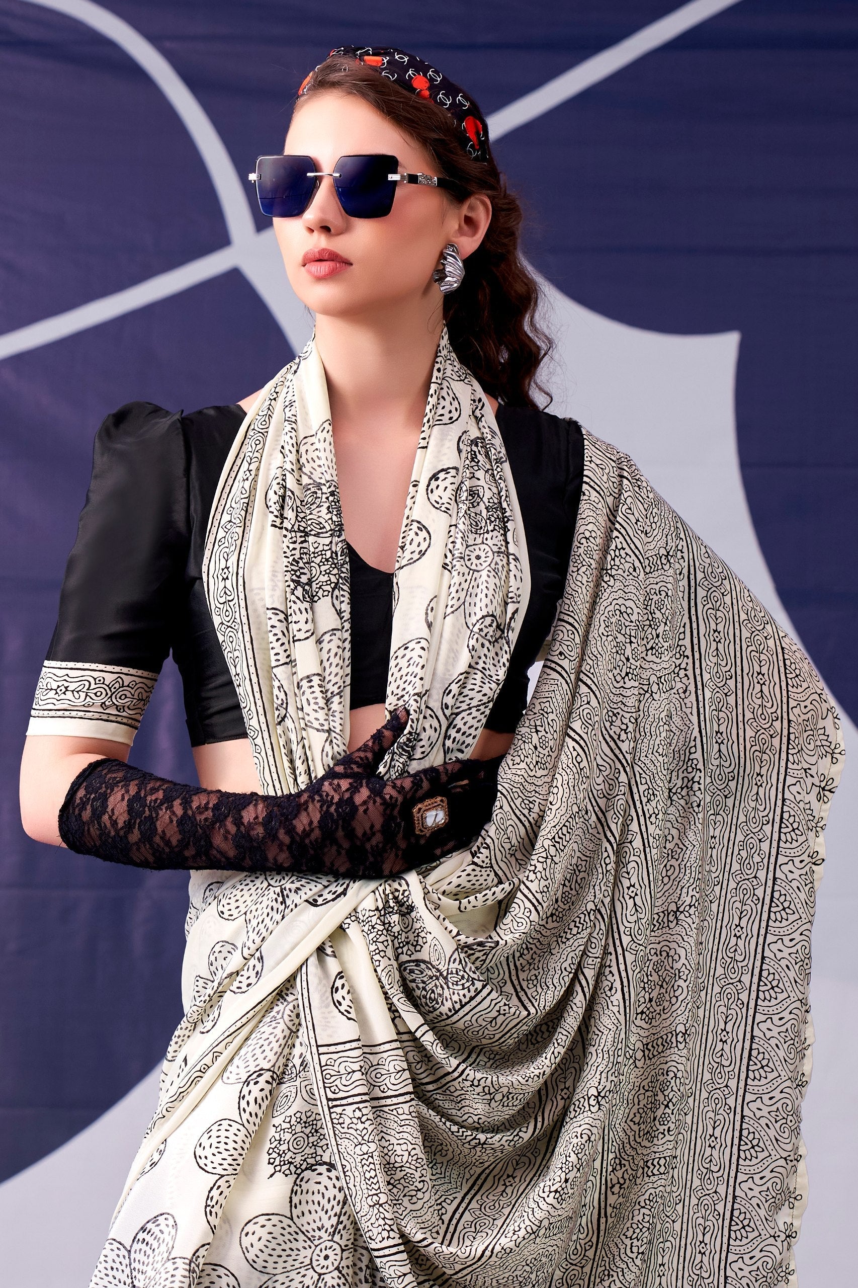 Satin Silk Floral Printed Saree