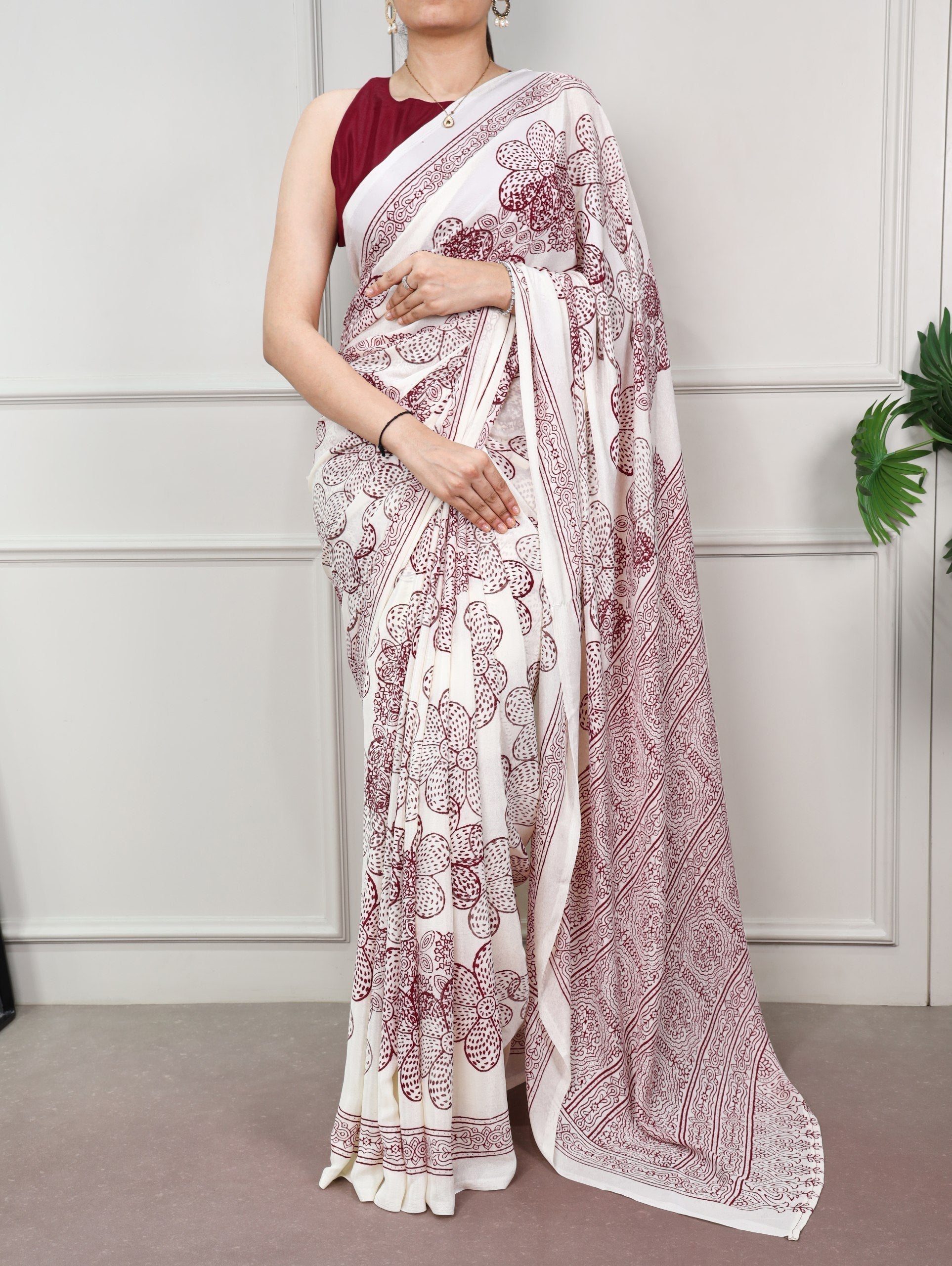 Satin Silk Floral Printed Saree