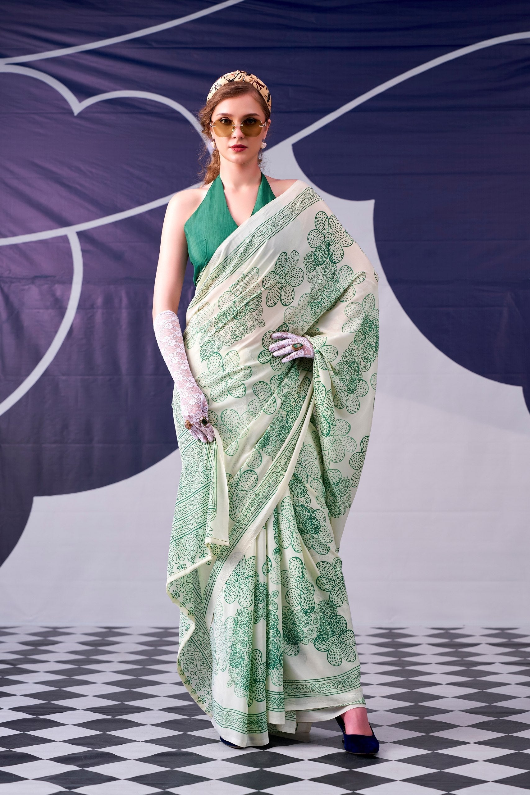 Satin Silk Floral Printed Saree