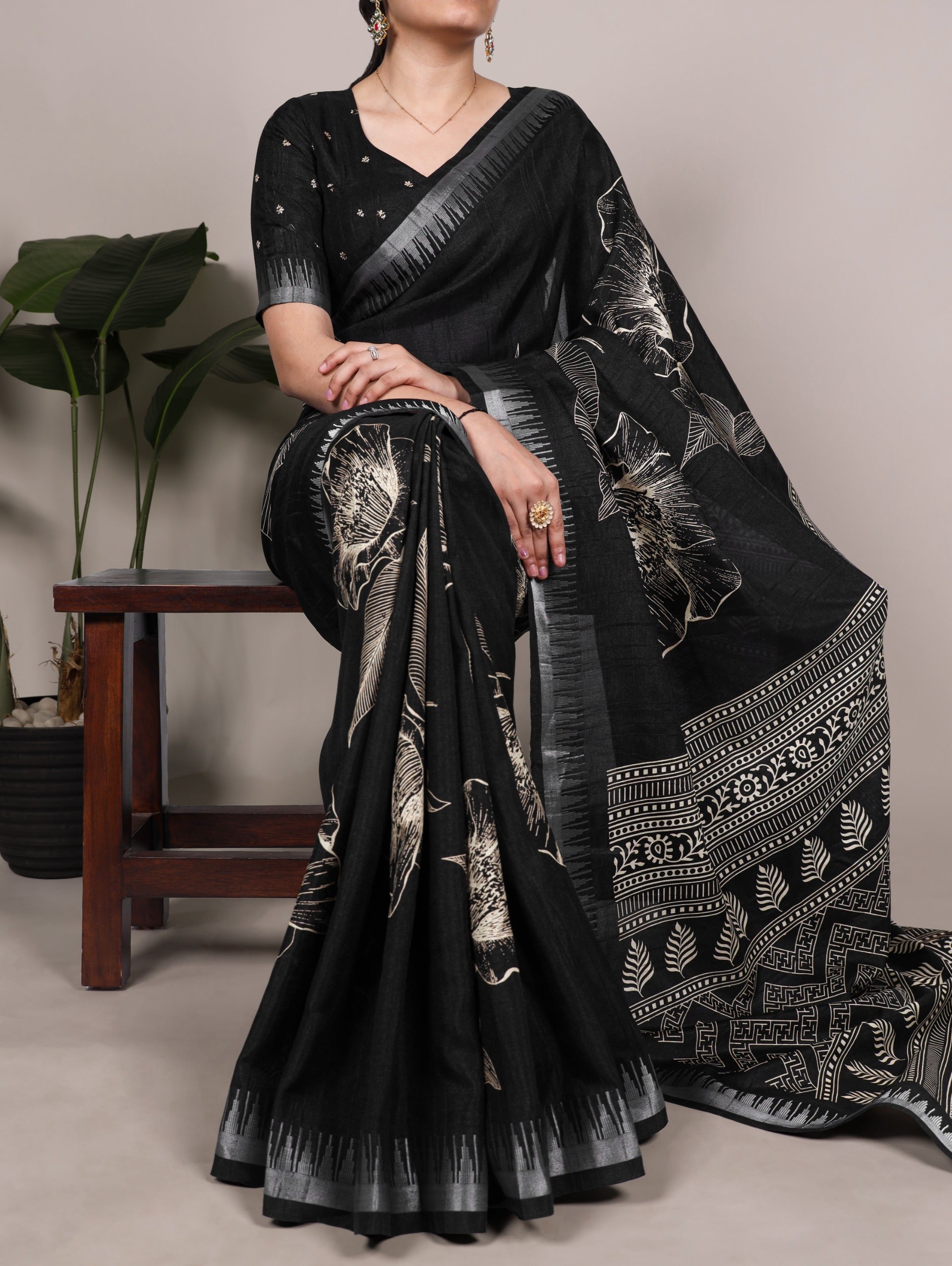 Silk Floral Printed Saree