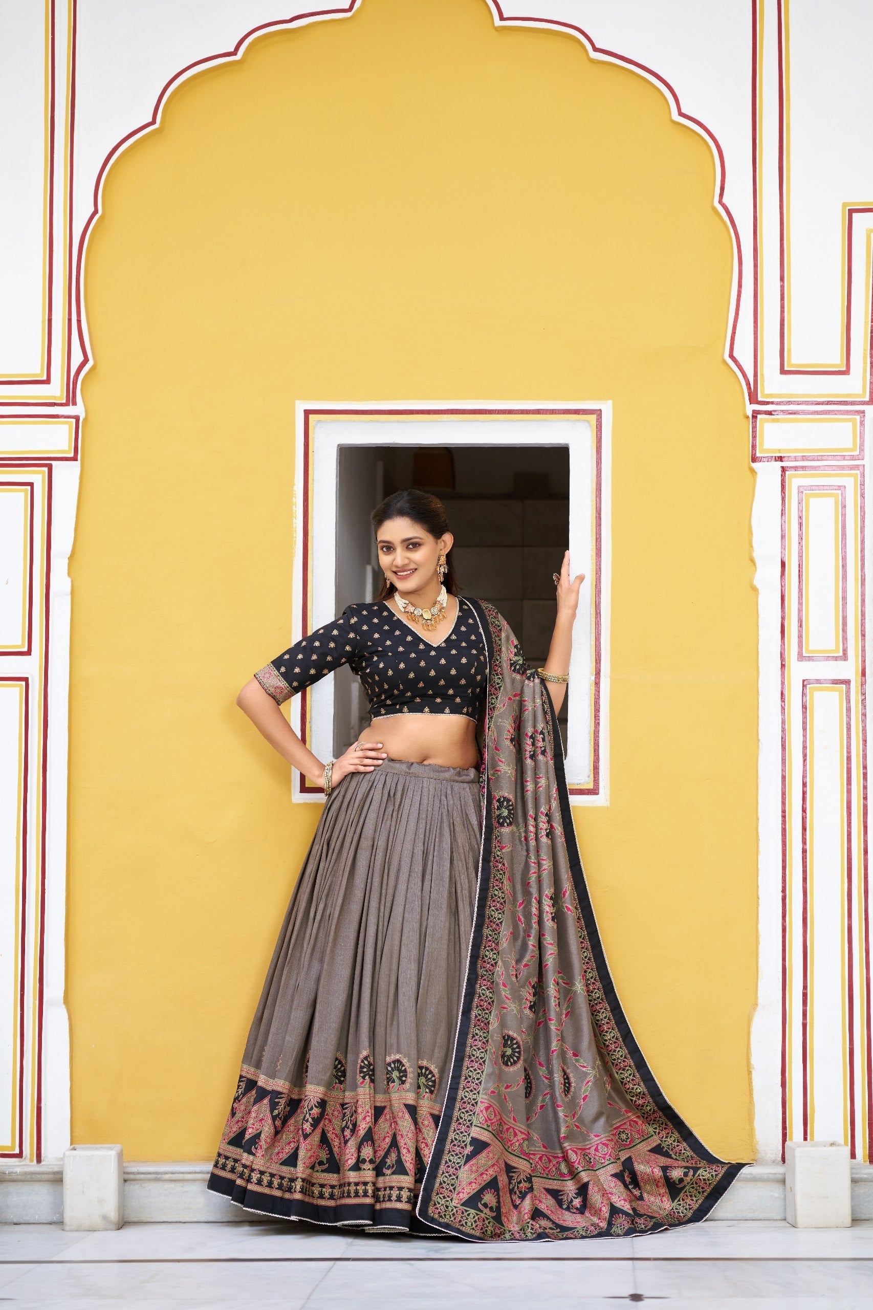 Silk Printed Lehenga with Iconic Sparkle