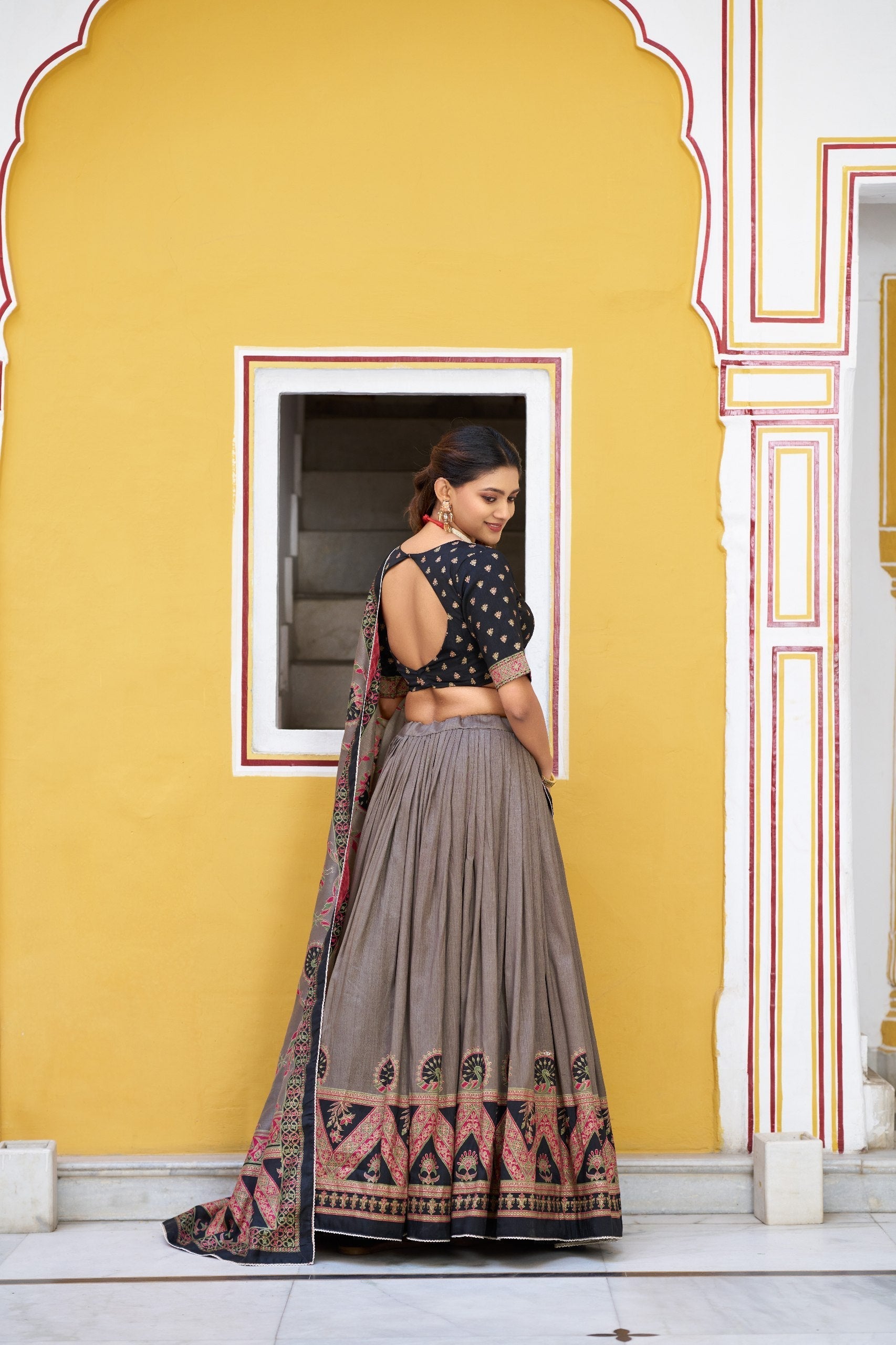 Silk Printed Lehenga with Iconic Sparkle