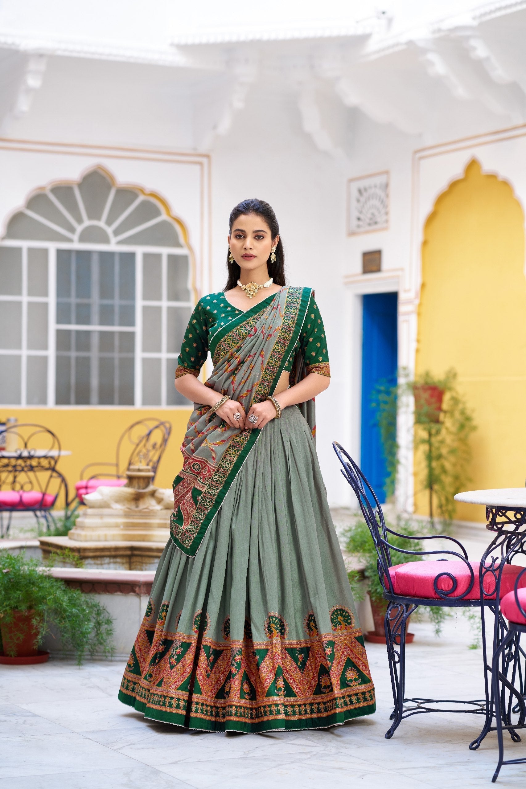 Silk Printed Lehenga with Iconic Sparkle