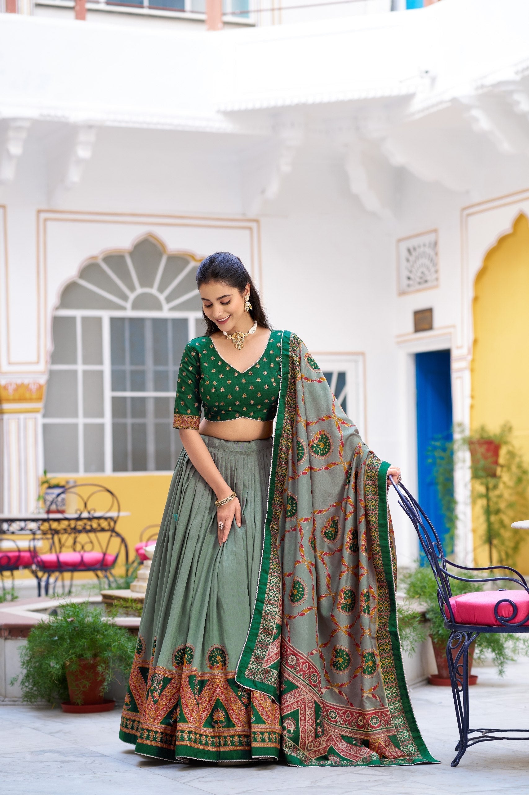 Silk Printed Lehenga with Iconic Sparkle